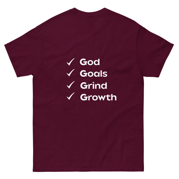 Men's classic tee-God, Goals, Grind, Growth