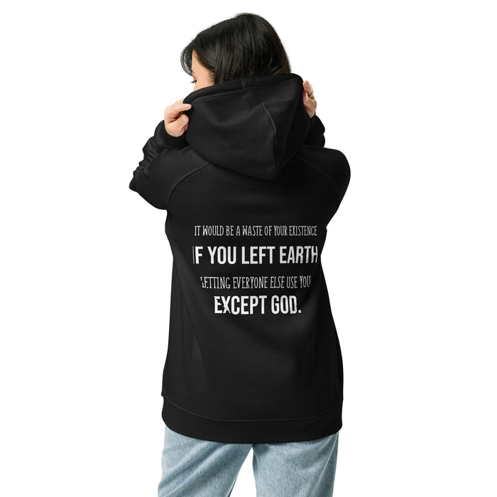 Unisex eco raglan hoodie-Waste of Existence