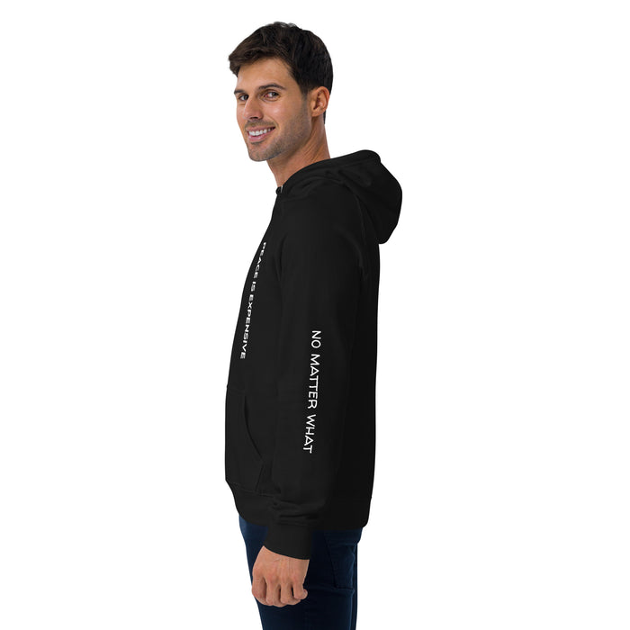 Unisex eco raglan hoodie-Peace Is Expensive