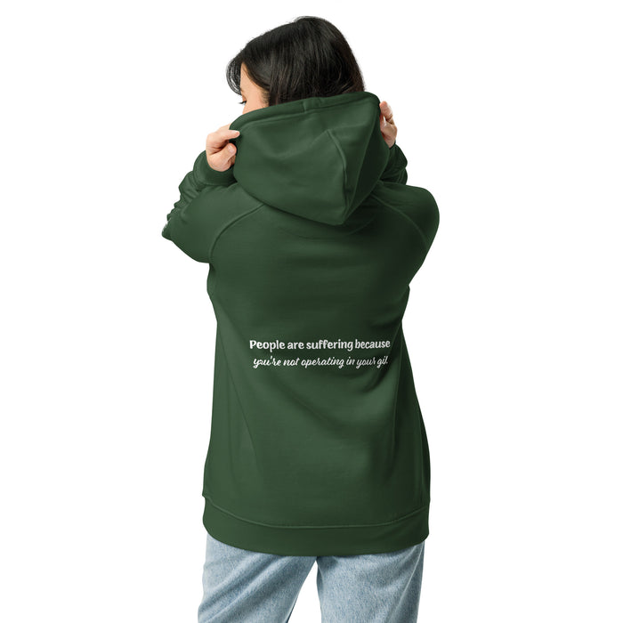 Unisex eco raglan hoodie-You Are Not Operating in Your Gift