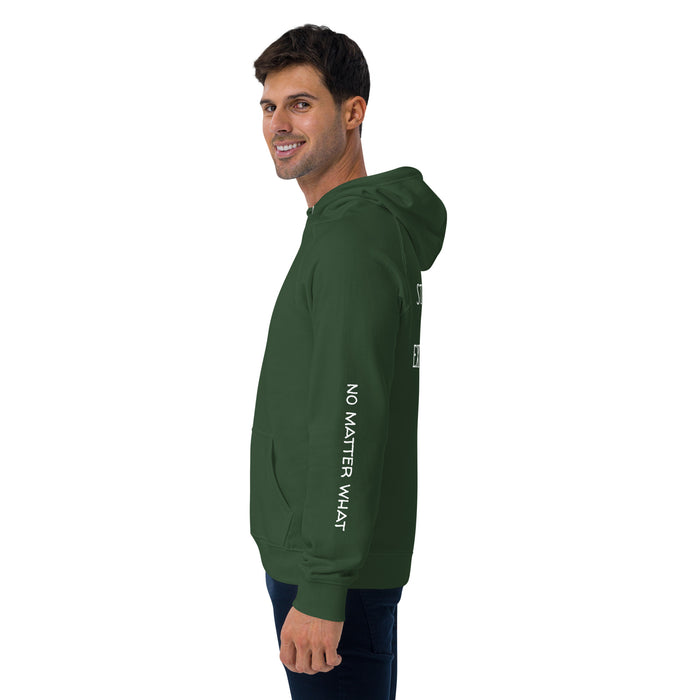 Unisex eco raglan hoodie-Stop Praying Casually