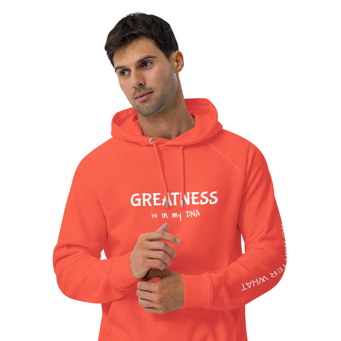 Unisex eco raglan hoodie-Greatness is in my DNA