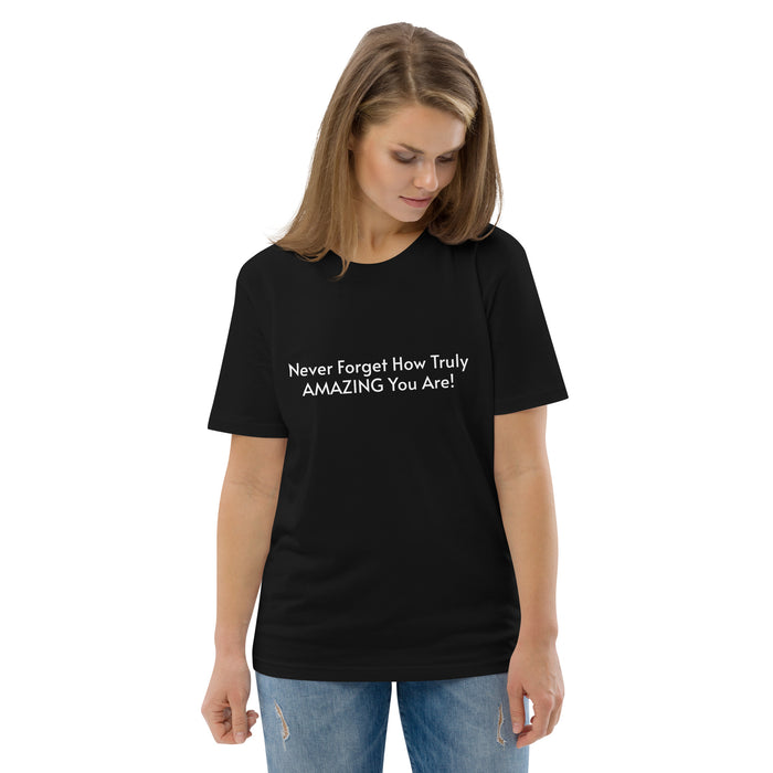 Unisex organic cotton t-shirt:  Never Forget