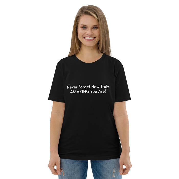 Unisex organic cotton t-shirt:  Never Forget