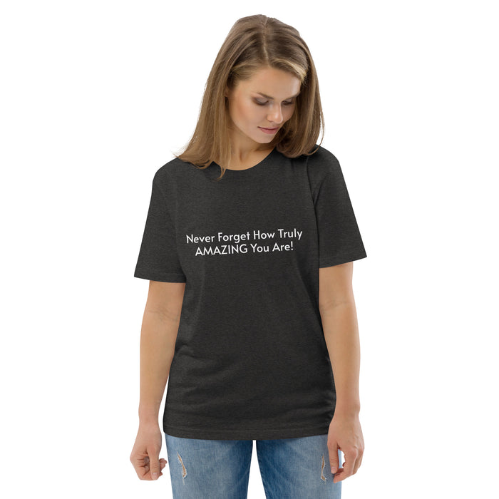 Unisex organic cotton t-shirt:  Never Forget