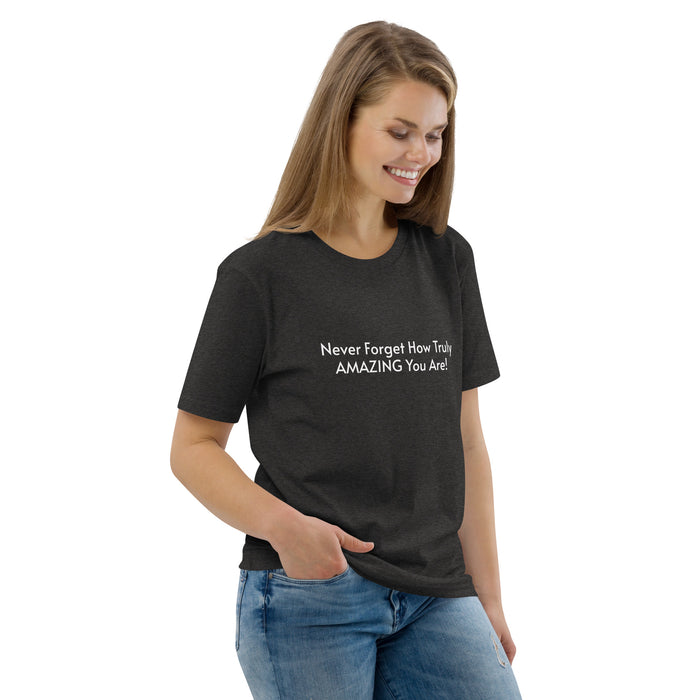 Unisex organic cotton t-shirt:  Never Forget