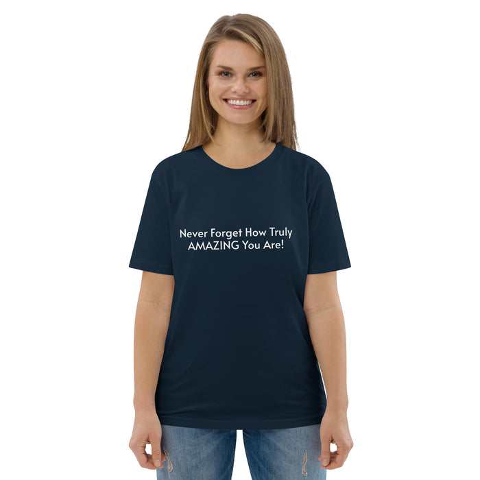 Unisex organic cotton t-shirt:  Never Forget