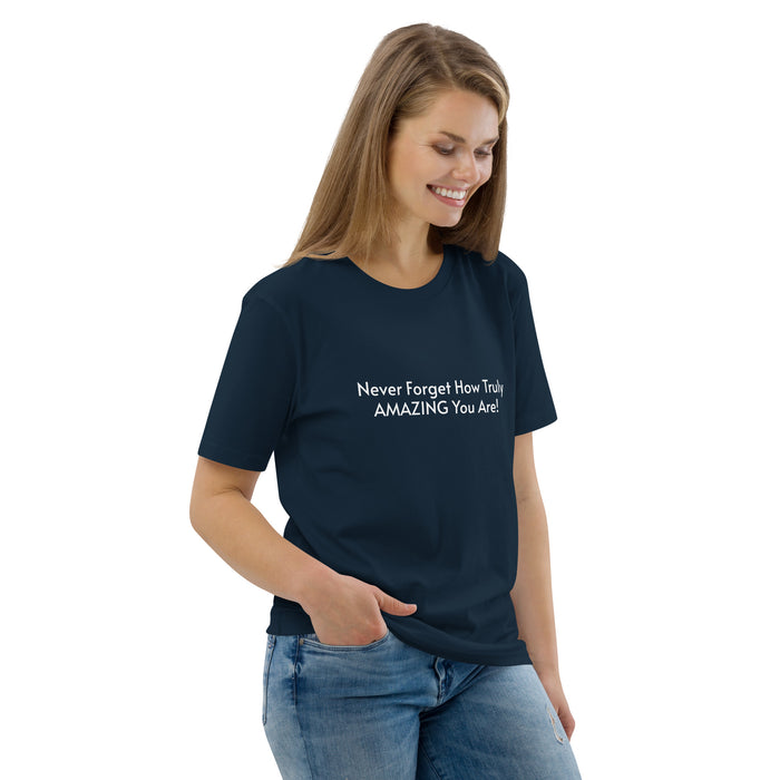 Unisex organic cotton t-shirt:  Never Forget