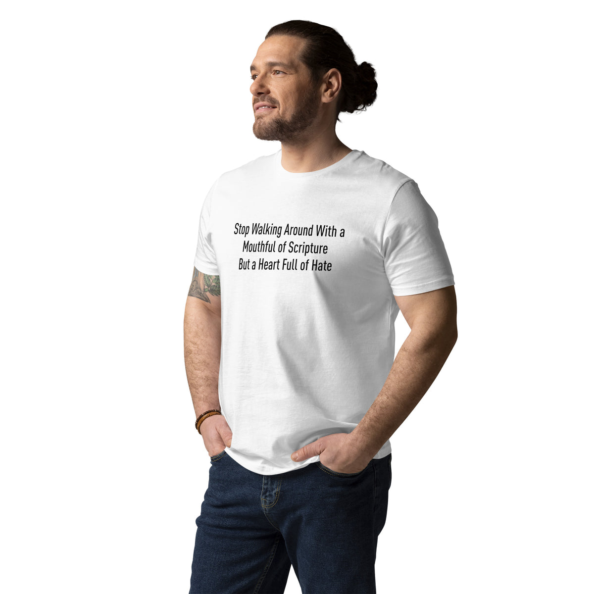 Unisex organic cotton t-shirt:  Stop Walking Around With a