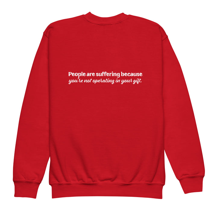 Youth crewneck sweatshirt-You Are Not Operating in Your Gift