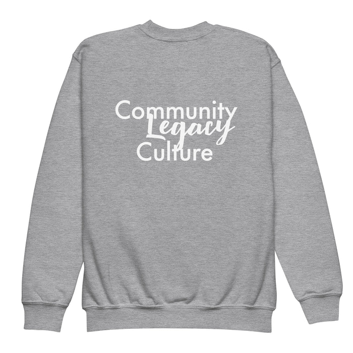 Youth crewneck sweatshirt-Community, Legacy, Culture